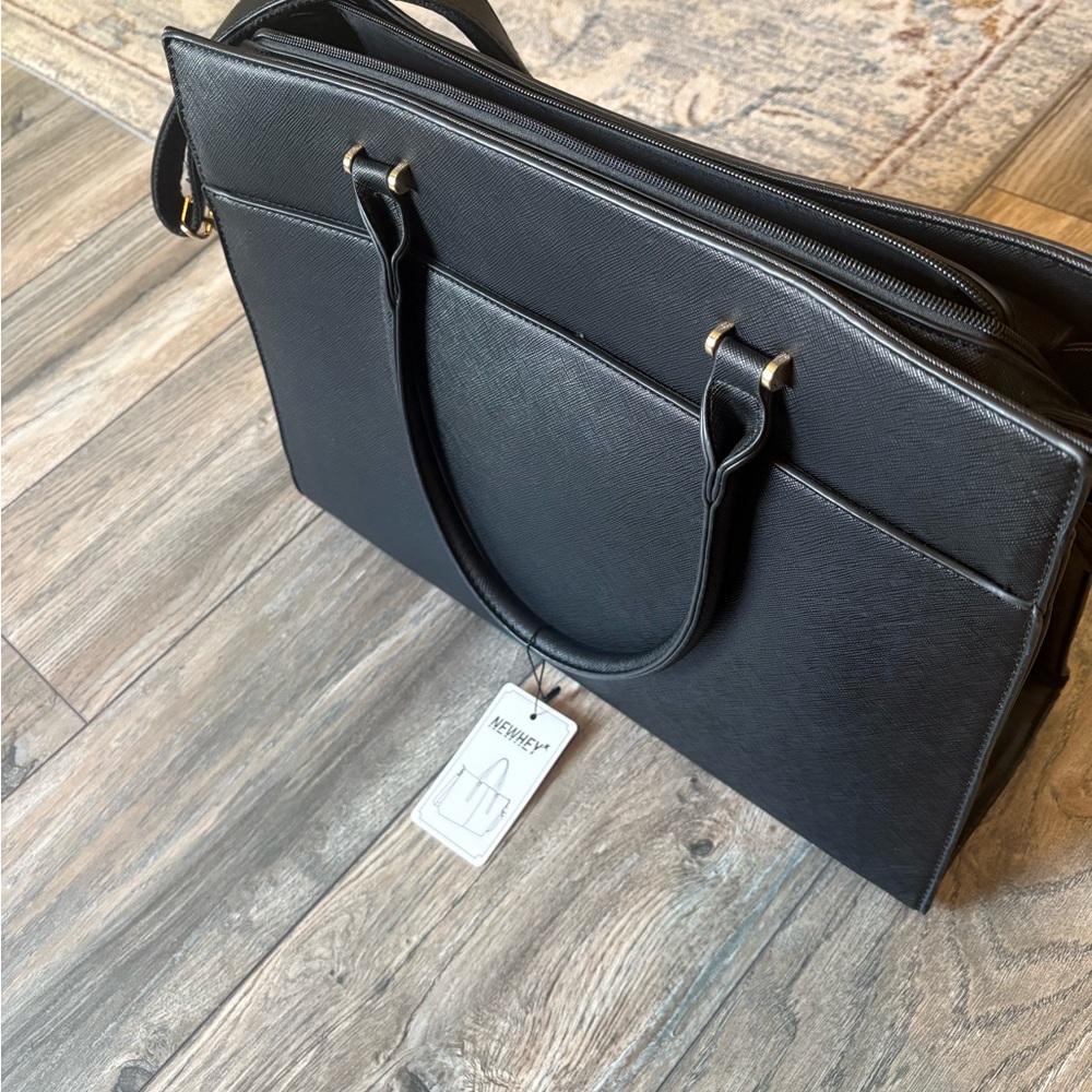 Newhey Black Laptop Bag with Professional Design and Structured Silhouette NWT